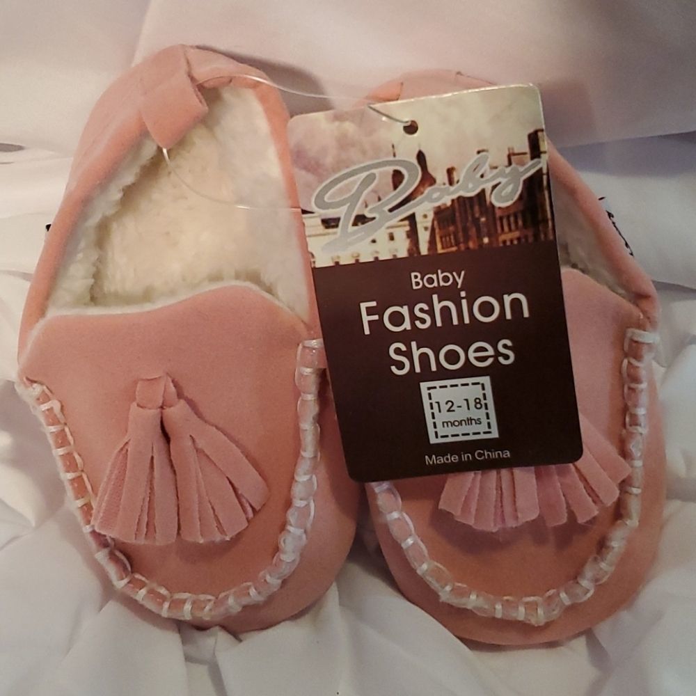 Baby Pink Fashion Moccasins - Size 12-18 Months